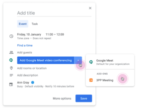 Join the video conference at the Google Calendar event